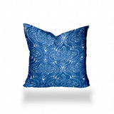 14" X 14" Blue And White Enveloped Ikat Throw Indoor Outdoor Pillow - Homeroots - Flyclothing LLC