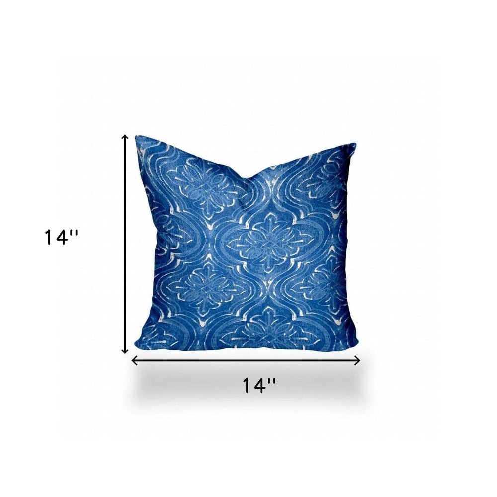 14" X 14" Blue And White Zippered Ikat Throw Indoor Outdoor Pillow - Homeroots - Flyclothing LLC