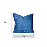 24" X 24" Blue And White Blown Seam Ikat Throw Indoor Outdoor Pillow - Homeroots - Flyclothing LLC