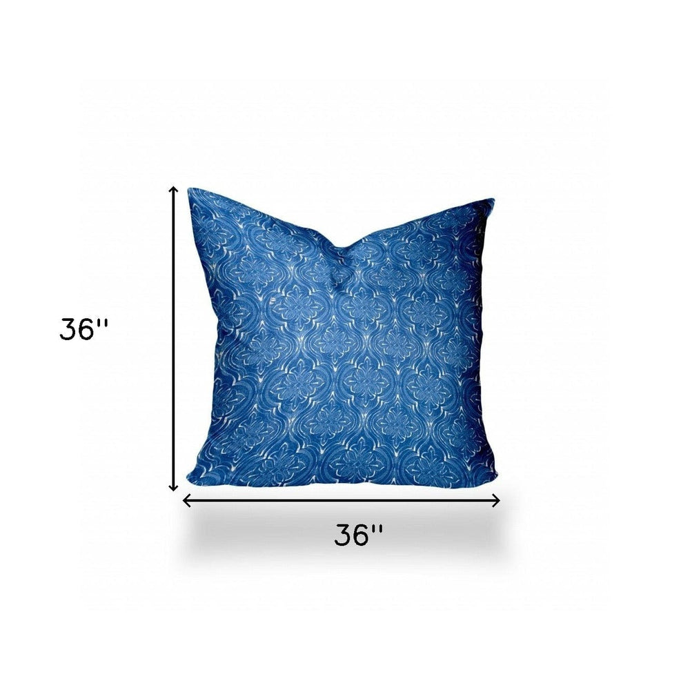 36" X 36" Blue And White Zippered Ikat Throw Indoor Outdoor Pillow - Homeroots - Flyclothing LLC