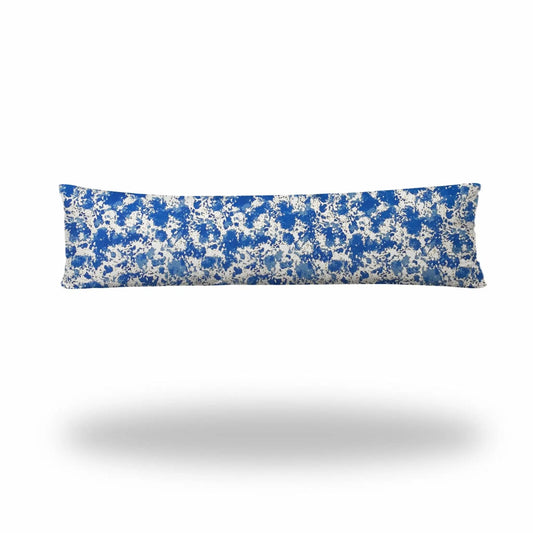 12" X 48" Blue And White Blown Seam Coastal Lumbar Indoor Outdoor Pillow - Homeroots