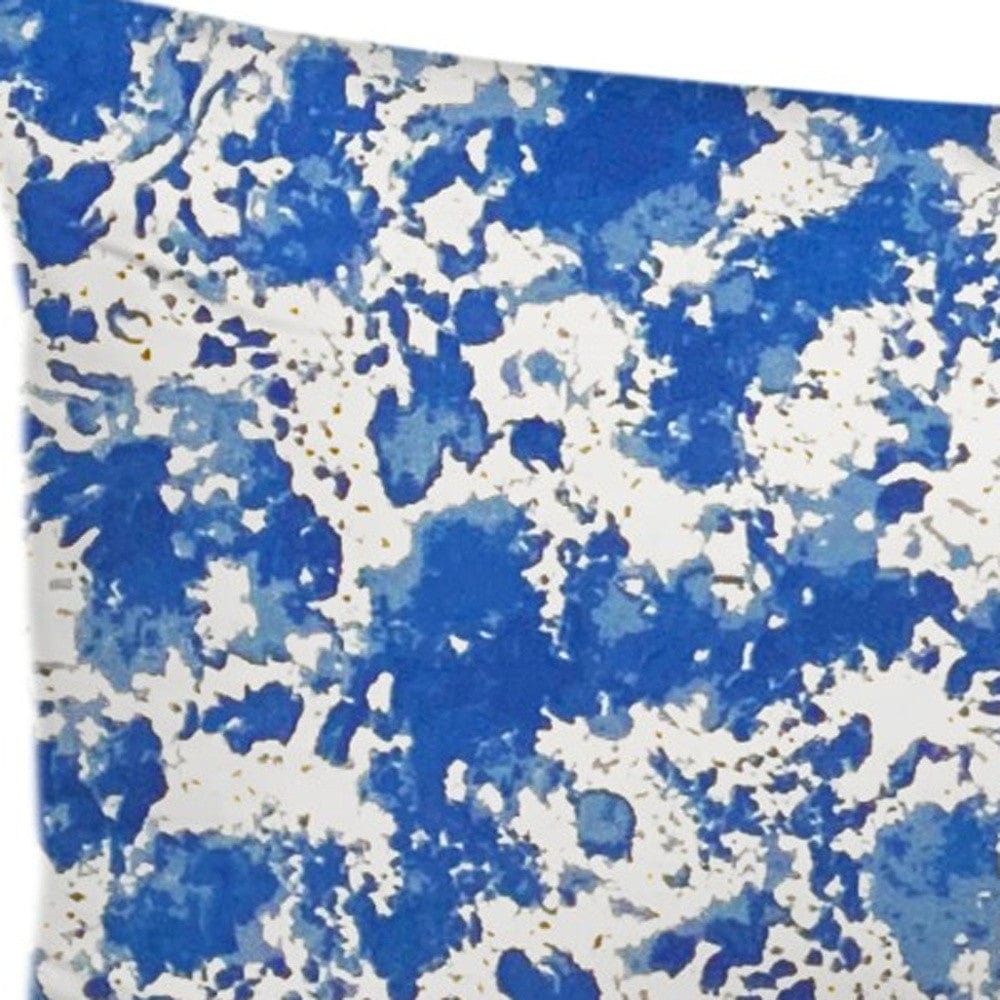 12" X 48" Blue And White Zippered Indoor Outdoor Lumbar Pillow - Homeroots