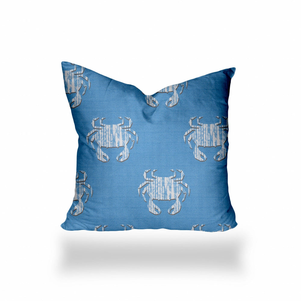 24" X 24" Blue And White Crab Blown Seam Coastal Throw Indoor Outdoor Pillow - Homeroots - Flyclothing LLC