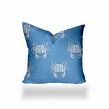24" X 24" Blue And White Crab Blown Seam Coastal Throw Indoor Outdoor Pillow - Homeroots - Flyclothing LLC