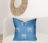 26" X 26" Blue And White Crab Blown Seam Coastal Throw Indoor Outdoor Pillow - Homeroots - Flyclothing LLC