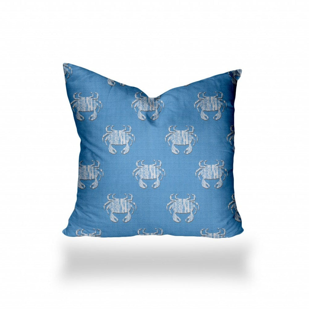 36" X 36" Blue And White Crab Zippered Coastal Throw Indoor Outdoor Pillow - Homeroots - Flyclothing LLC