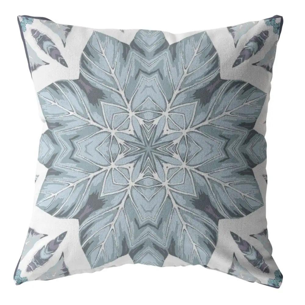 18" Blue Floral Forest Zippered Suede Throw Pillow - Homeroots - Flyclothing LLC