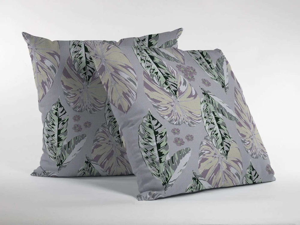 18” Blue Purple Tropical Leaf Zippered Suede Throw Pillow - Homeroots - Flyclothing LLC