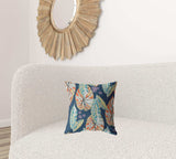 16” Orange Blue Tropical Leaf Zippered Suede Throw Pillow - Homeroots - Flyclothing LLC