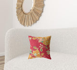 16" Orange Red Garden Zippered Suede Throw Pillow - Homeroots - Flyclothing LLC