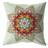 16" Orange Green Mandala Zip Suede Throw Pillow - Homeroots - Flyclothing LLC