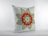 18" Orange Green Mandala Zip Suede Throw Pillow - Homeroots - Flyclothing LLC