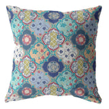 18” Blue Peach Trellis Suede Zippered Throw Pillow - Homeroots - Flyclothing LLC