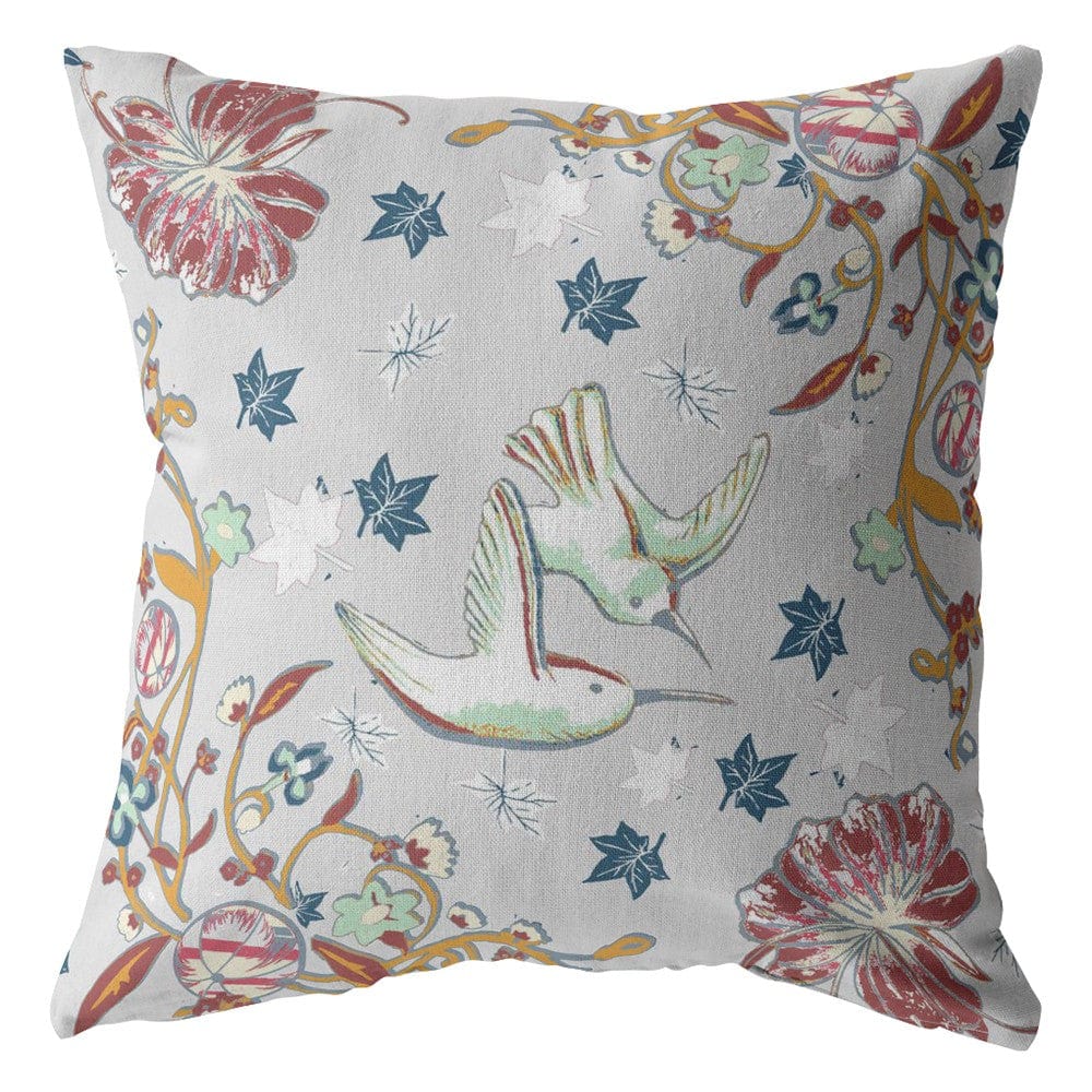 16" Gray Bird Zippered Double Sided Suede Throw Pillow - Homeroots - Flyclothing LLC