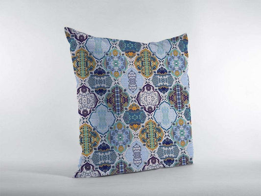 18” Orange Blue Trellis Suede Zippered Throw Pillow - Homeroots - Flyclothing LLC