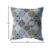 18” Orange Blue Trellis Suede Zippered Throw Pillow - Homeroots - Flyclothing LLC