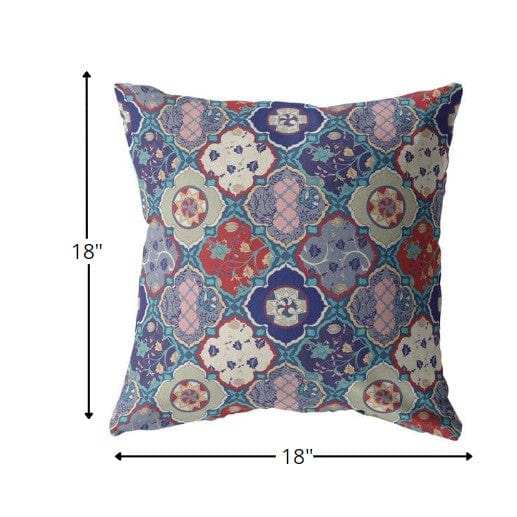 18” Turquoise Cream Trellis Suede Zippered Throw Pillow - Homeroots - Flyclothing LLC