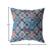 18” Turquoise Red Trellis Suede Zippered Throw Pillow - Homeroots - Flyclothing LLC