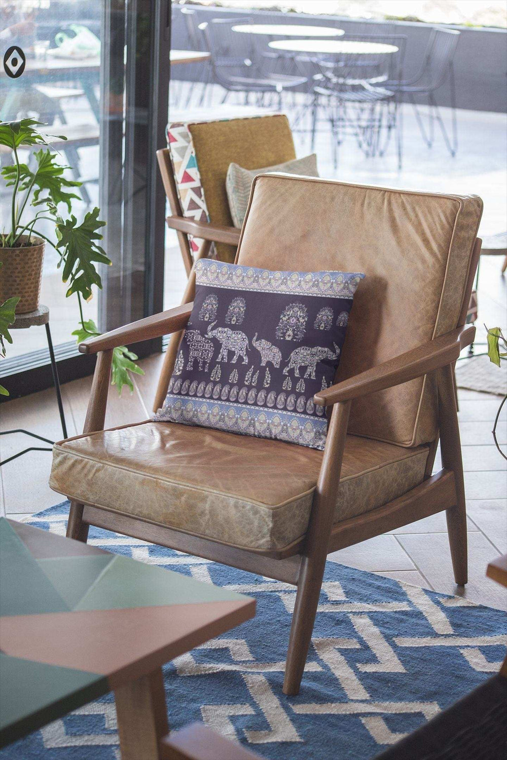 16” Purple Ornate Elephant Zippered Suede Throw Pillow - Homeroots - Flyclothing LLC