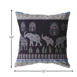 16” Purple Ornate Elephant Zippered Suede Throw Pillow - Homeroots - Flyclothing LLC