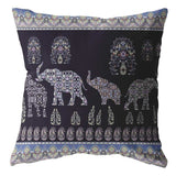 18” Purple Ornate Elephant Zippered Suede Throw Pillow - Homeroots - Flyclothing LLC