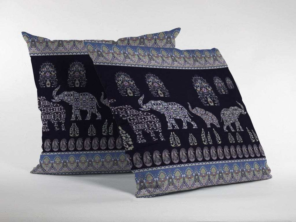 18” Purple Ornate Elephant Zippered Suede Throw Pillow - Homeroots - Flyclothing LLC