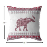 18” Red White Ornate Elephant Zippered Suede Throw Pillow - Homeroots - Flyclothing LLC