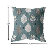 16” Pine Green Leaves Suede Zippered Throw Pillow - Homeroots - Flyclothing LLC