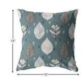 18” Pine Green Leaves Suede Zippered Throw Pillow - Homeroots - Flyclothing LLC