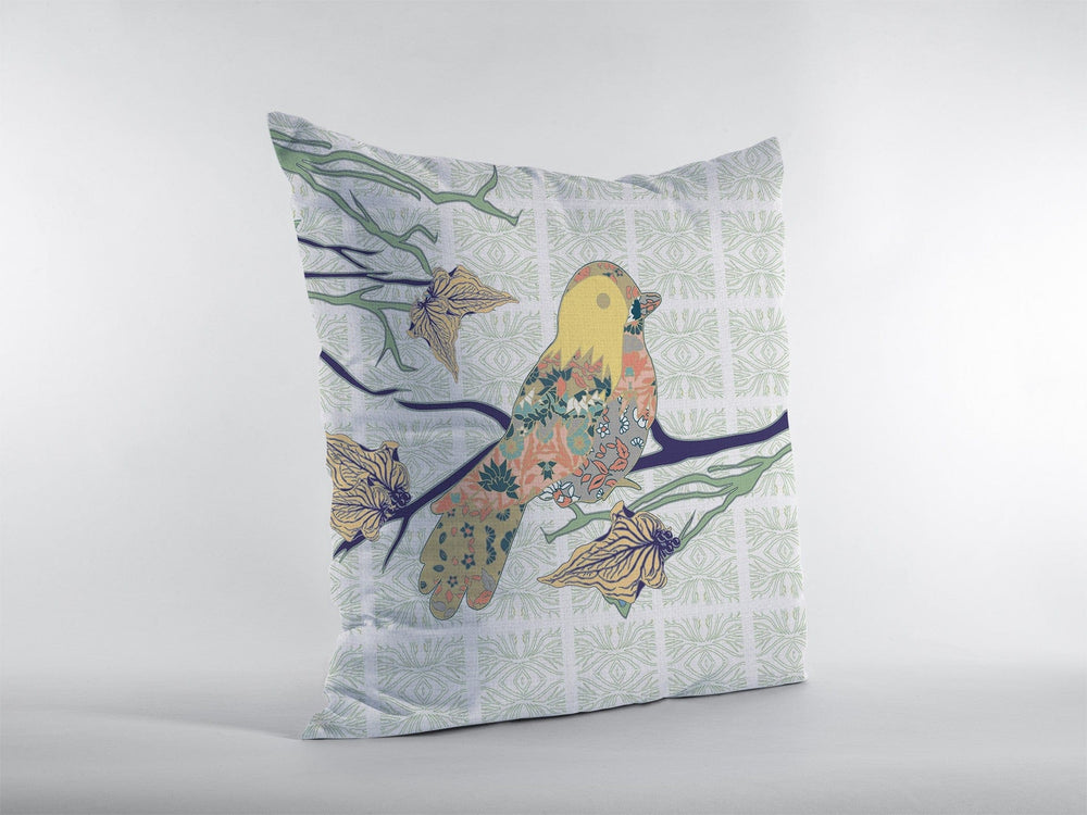 16" Light Green Sparrow Zippered Suede Throw Pillow - Homeroots - Flyclothing LLC