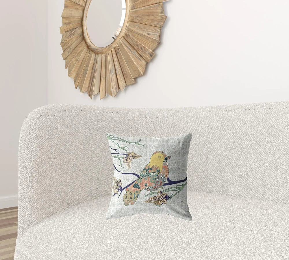16" Light Green Sparrow Zippered Suede Throw Pillow - Homeroots - Flyclothing LLC