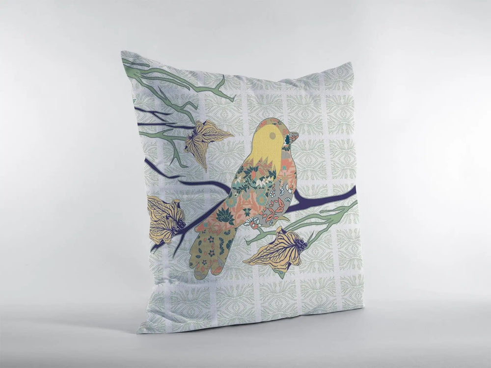 18" Light Green Sparrow Zippered Suede Throw Pillow - Homeroots - Flyclothing LLC
