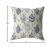 18” Cream Gray Leaves Suede Zippered Throw Pillow - Homeroots - Flyclothing LLC
