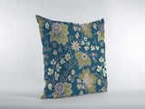 16” Teal Green Jacobean Zippered Suede Throw Pillow - Homeroots - Flyclothing LLC