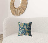 16” Teal Green Jacobean Zippered Suede Throw Pillow - Homeroots - Flyclothing LLC