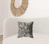 18” Gray Pink Jacobean Zippered Suede Throw Pillow - Homeroots - Flyclothing LLC