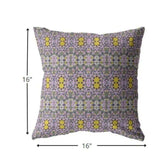 16” Purple Yellow Geofloral Zippered Suede Throw Pillow - Homeroots - Flyclothing LLC