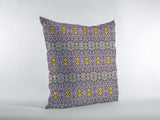 18” Purple Yellow Geofloral Zippered Suede Throw Pillow - Homeroots - Flyclothing LLC
