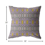 18” Purple Yellow Geofloral Zippered Suede Throw Pillow - Homeroots - Flyclothing LLC