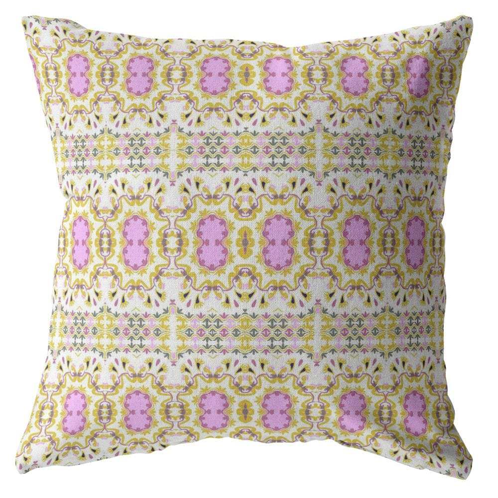 16” Yellow Lavender Geofloral Zippered Suede Throw Pillow - Homeroots - Flyclothing LLC