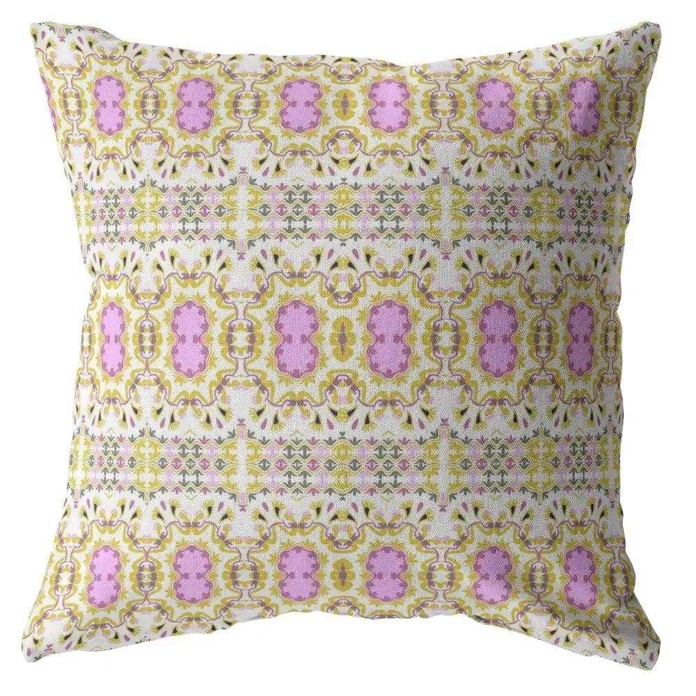 18” Yellow Lavender Geofloral Zippered Suede Throw Pillow - Homeroots - Flyclothing LLC