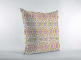 18” Yellow Lavender Geofloral Zippered Suede Throw Pillow - Homeroots - Flyclothing LLC