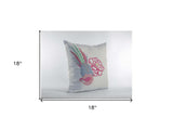 18” Pink White Peacock Zippered Suede Throw Pillow - Homeroots - Flyclothing LLC