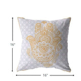 16” Gold Gray Hamsa Suede Zippered Throw Pillow - Homeroots - Flyclothing LLC