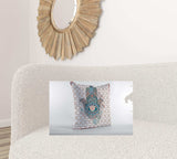 16” Blue Gray Hamsa Suede Zippered Throw Pillow - Homeroots - Flyclothing LLC