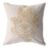 16” Gold White Hamsa Suede Zippered Throw Pillow - Homeroots - Flyclothing LLC