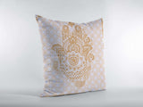 16” Gold White Hamsa Suede Zippered Throw Pillow - Homeroots - Flyclothing LLC