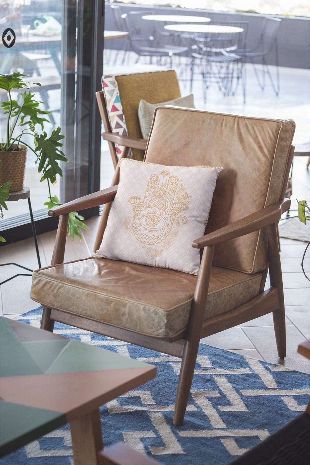 16” Gold White Hamsa Suede Zippered Throw Pillow - Homeroots - Flyclothing LLC