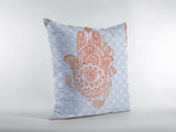16” Blue Orange Hamsa Suede Zippered Throw Pillow - Homeroots - Flyclothing LLC