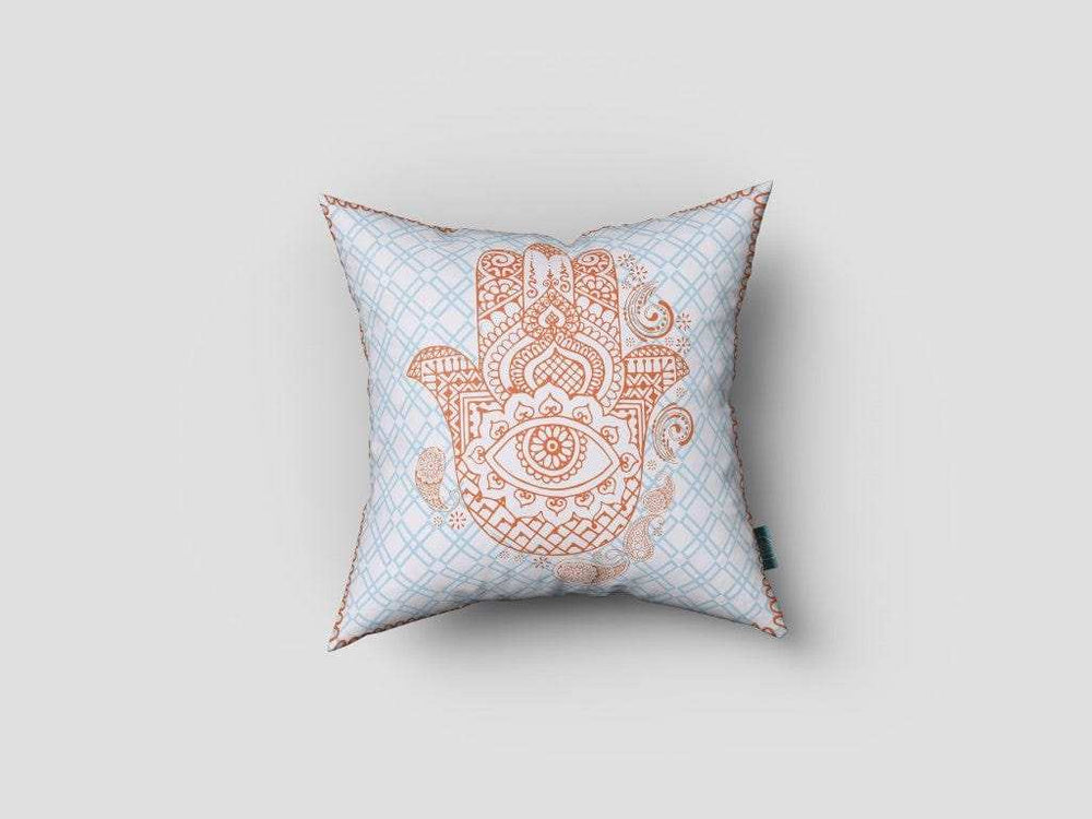 16” Blue Orange Hamsa Suede Zippered Throw Pillow - Homeroots - Flyclothing LLC